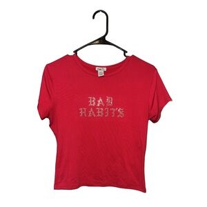 Rue21 Bold Pink “Bad Habits” Short Sleeve Tee